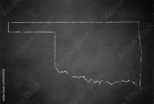 Map of Oklahoma, state of the United States of America, raster blank design card blackboard chalkboard