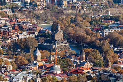 The beautiful view of Tbilisi, Metekhi, autumn, Georgia