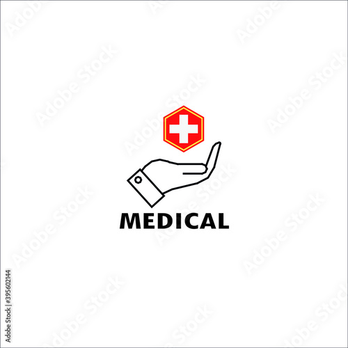 Medical care logo vector, Hand icon logo template, people care vector icon.