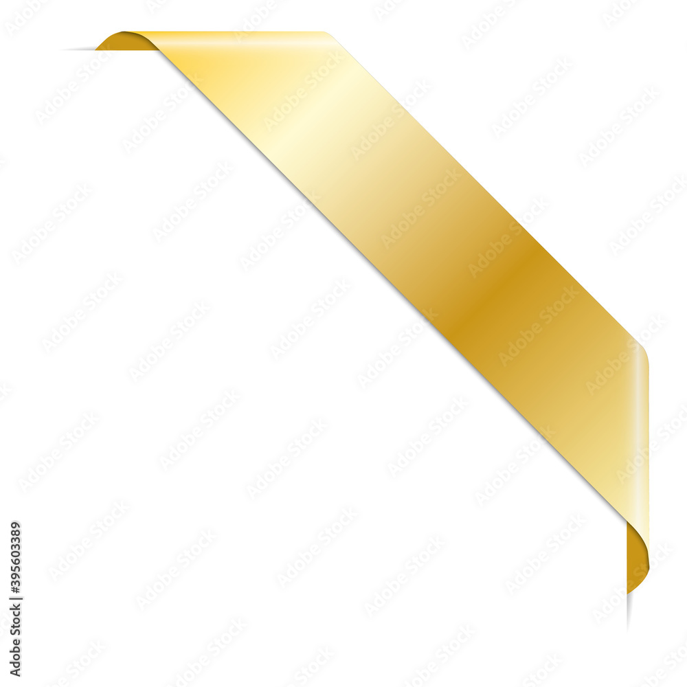 gold corner ribbon banner on white background
gold corner ribbon banner on white background
