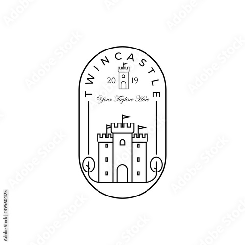 hogwarts Castle logo vector illustration design, creative logo for brand, twin castle, harry potter