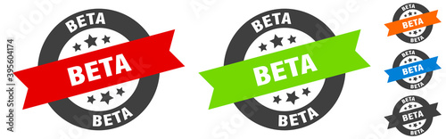 beta stamp. beta round ribbon sticker. tag