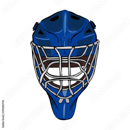 Vector illustration Blue hockey goalie's goalkeeper helmet