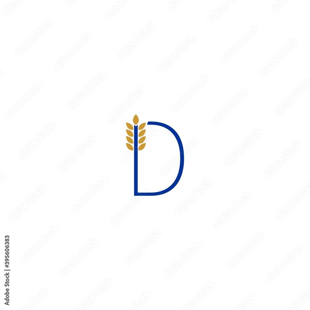 Letter D combined with wheat icon logo design