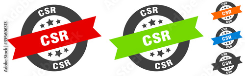 csr stamp. csr round ribbon sticker. tag