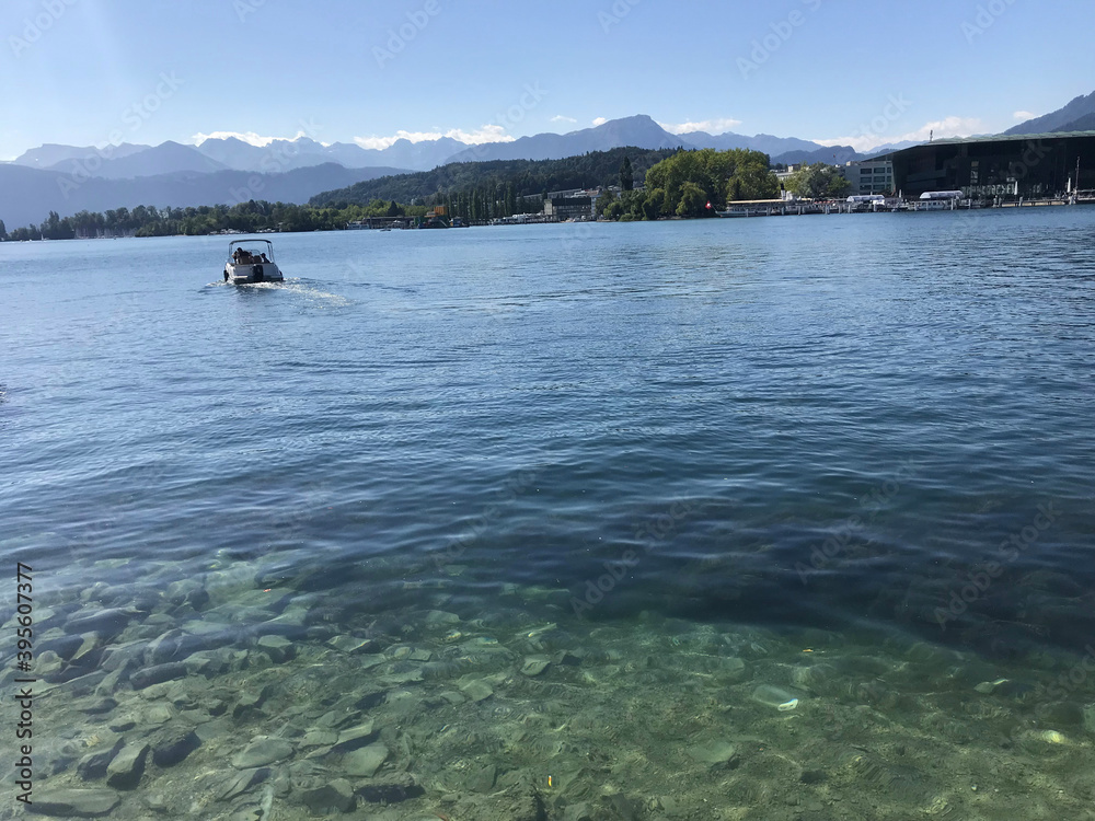 landscape of Lucerne lake at summer time in Lucerne, Switzerland