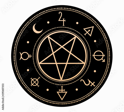 mystical symbols around the pentagram