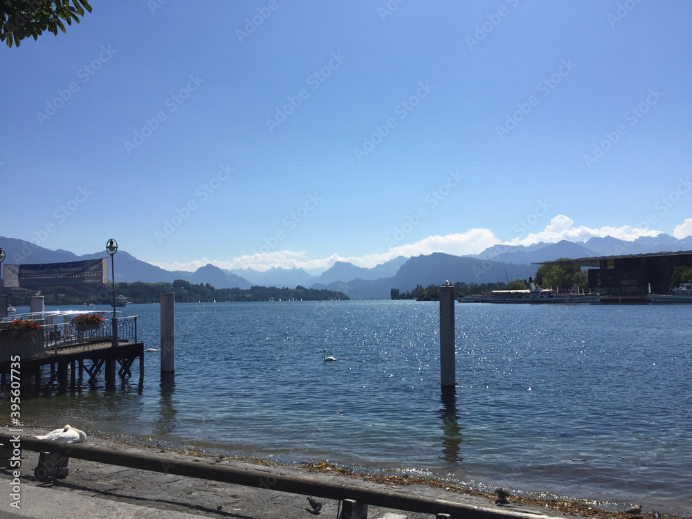 landscape of Lucerne lake at summer time in Lucerne, Switzerland