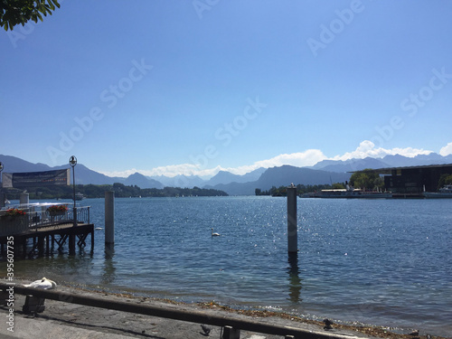 landscape of Lucerne lake at summer time in Lucerne  Switzerland