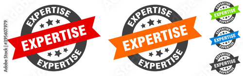 expertise stamp. expertise round ribbon sticker. tag