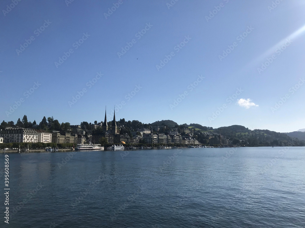 landscape of Lucerne lake at summer time in Lucerne, Switzerland landscape of Lucerne lake at summer time in Lucerne, Switzerland