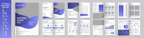 16 page Multipurpose Brochure template, simple style and modern layout, Elements of infographics for Business Proposal, presentations, Annual report, Company Profile, Corporate report, advertising