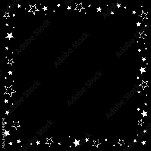 square ornament of white stars on a black background