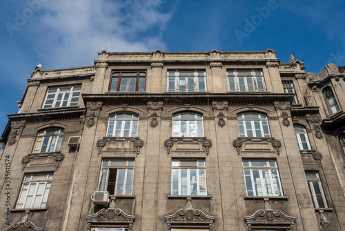 Typical buildings and street in Eminonu district in city of Istanbul, Turkey