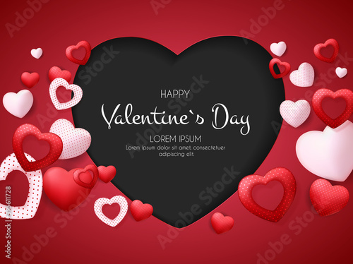 Happy Valentines Day Card with Heart. Vector Illustration