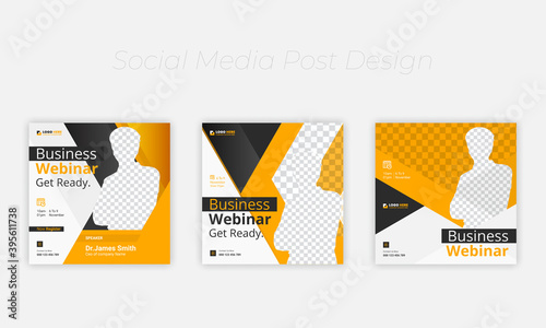 Webinar social media banner, for Business Live webinar or conference invite and Online business promotion banners design set.