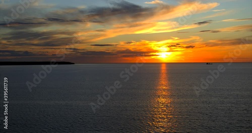 Ocean sunset outside island of Gotland, Sweden