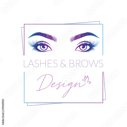 Eyelashes and Eyebrows make up design logo, Vector logo design for beauty salon