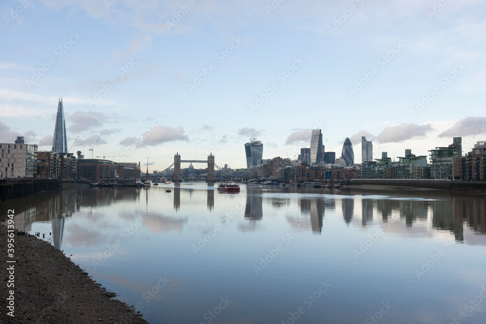 City skyline and River Thames; London; UK