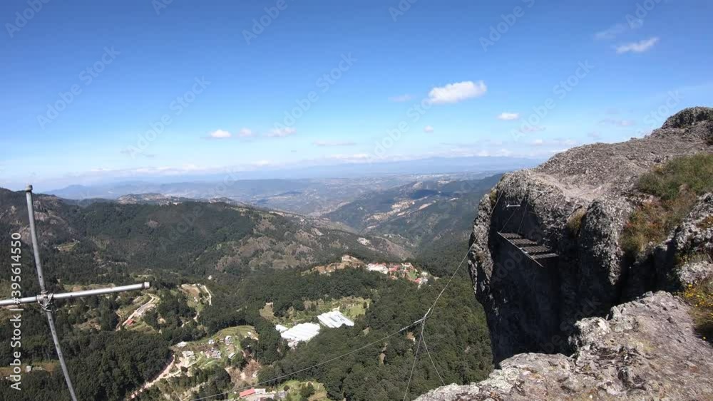 Mineral del Chico- Hidalgo México - November 01, 2020: High angle shot of male rock climbers standing on a mountain Mineral del Chico- Hidalgo México - November 01, 2020: High angle shot of male rock climbers standing on a mountain