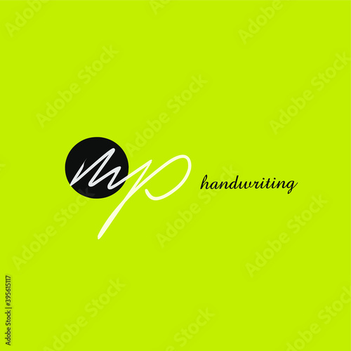 mp initial letter handwriting and signature logo