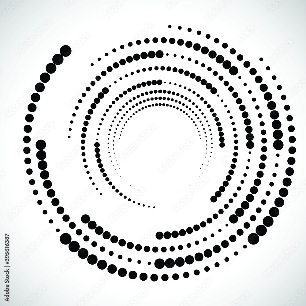 Halftone dots in circle form. round logo . vector dotted frame . design element