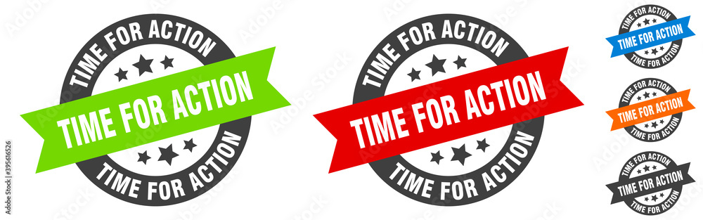 time for action stamp. time for action round ribbon sticker. tag time for action stamp. time for action round ribbon sticker. tag