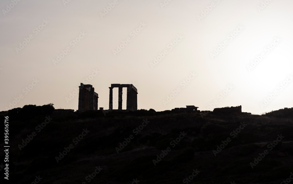 Fototapeta premium The ancient temple of Poseidon at Cape Sounion. He was god of the Sea.