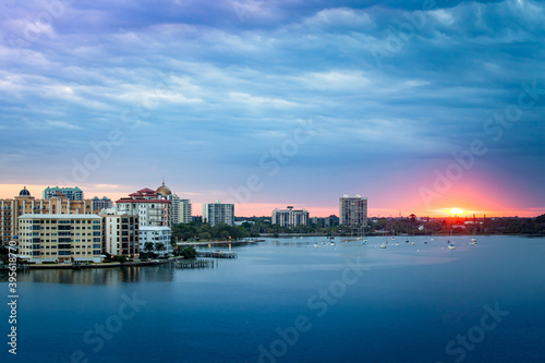 Sunrise appears over beautiful Sarasota, Florida