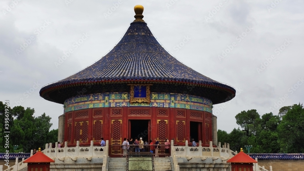 Sanyinshi. Temple of heaven. Building in the Chinese style. Tower in the park. UNESCO. Beijing. China. Asia