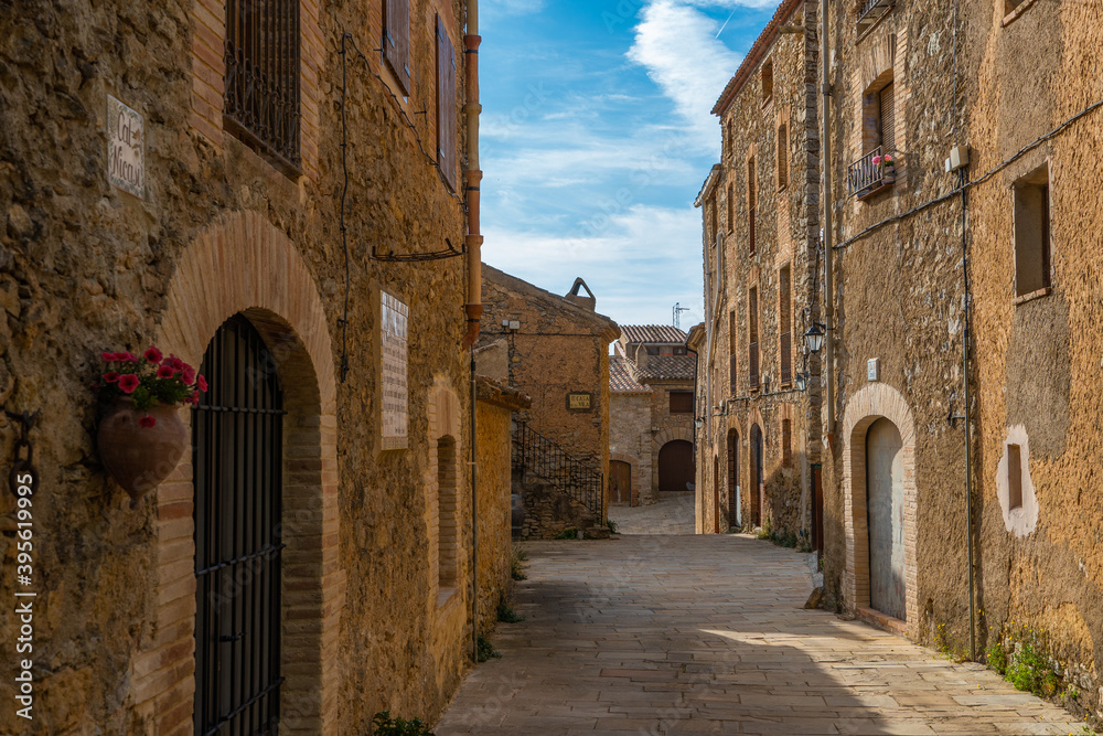Obraz premium Traditional small historical Village Llaberia in the countryside Catalonia, Serra de Llaberia. Tarragona, Catalonia, Spain