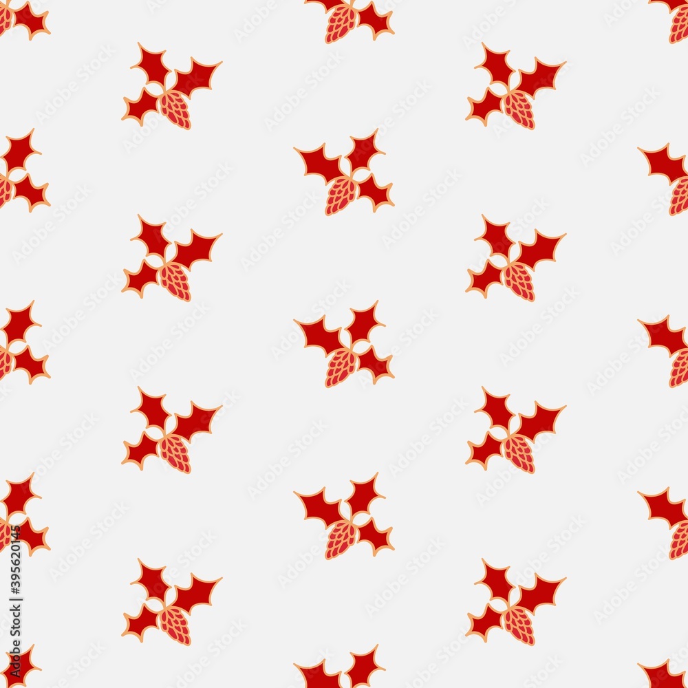 Winter seamless pattern. Hand drawn conifer with cone. Doodle vector illustration.