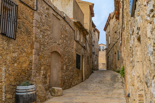 Traditional small historical Village Llaberia in the countryside Catalonia, Serra de Llaberia. Tarragona, Catalonia, Spain