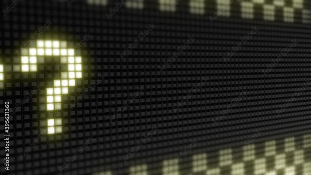 Ready. The bright inscription in a light board with big pixel. Looping footage. 3D Illustration.