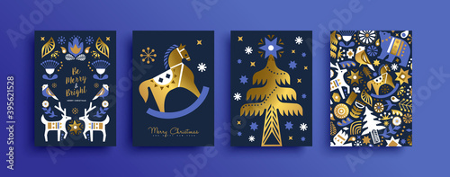 Christmas nordic folk gold luxury animal card set