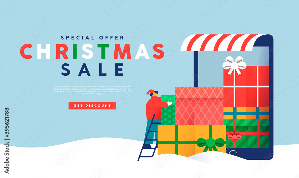 Christmas sale template gift phone store man