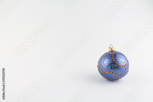 blue ball for christmas tree on white background