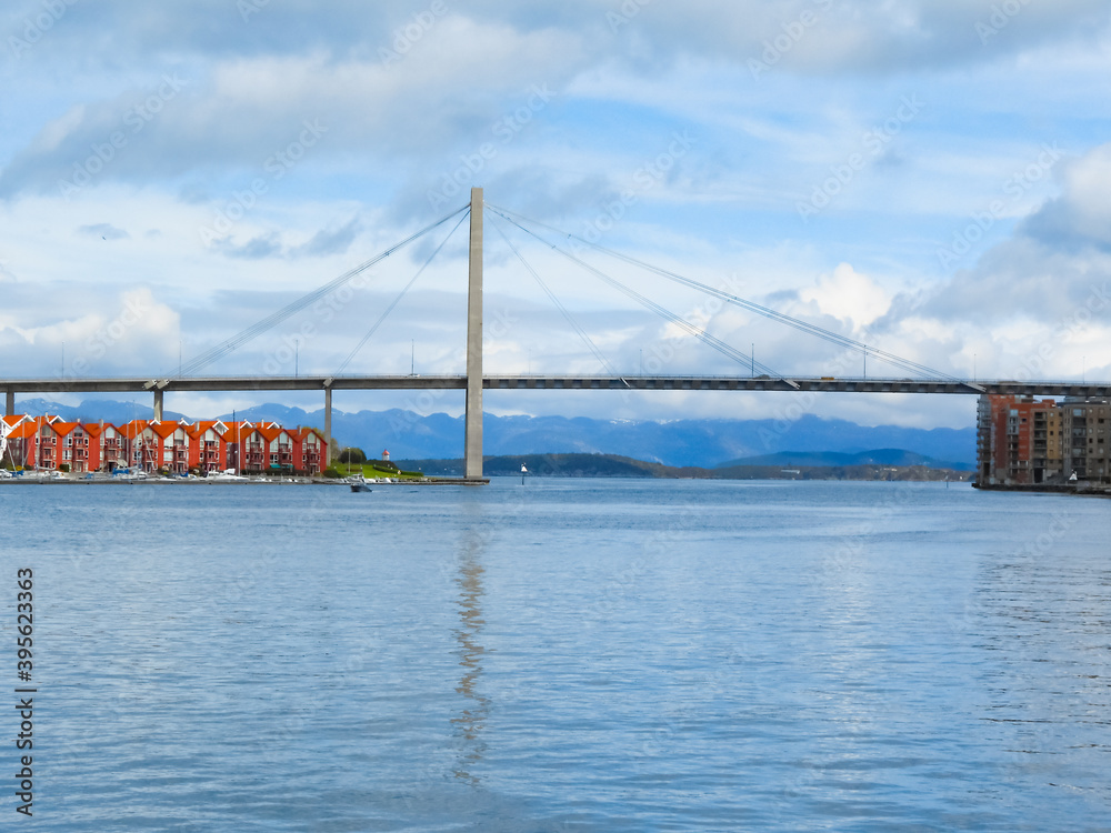 Fototapeta premium View of bridge and bay of Stavanger, Norway.