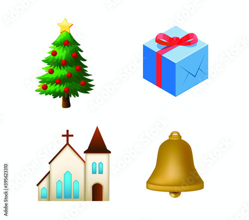 set icon Christmas vector template ornament