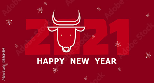 Chinese new year. 2021 New year. Metal ox horoscope sign. 2021 design. New year symbol. 2021 logo design. Chinese horoscope metal ox with 2021. Flat minimalism vector illustration. Ox horoscope sign