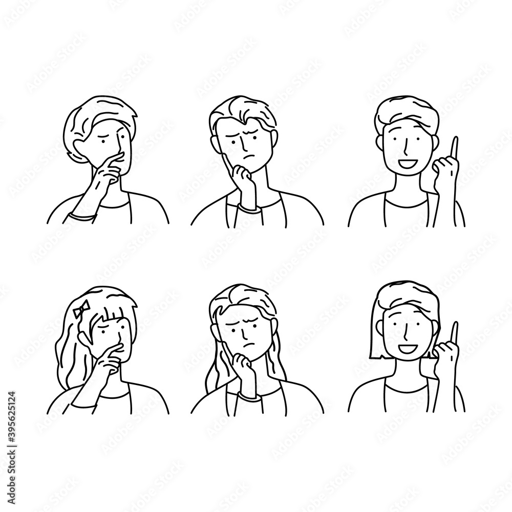 Collection of expression doodle young boy and girl design vector Collection of expression doodle young boy and girl design vector