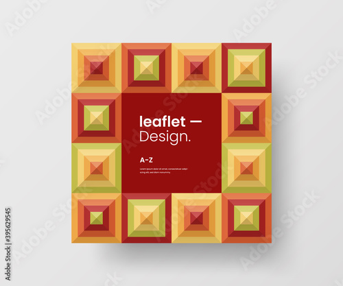 Modern abstract geometric illustration design layout. Quadrangle post card brochure template. Advertisement vector square banner mock up.