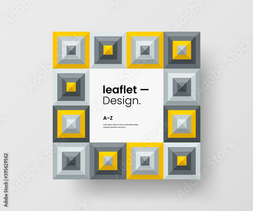 Modern abstract geometric illustration design layout. Quadrangle post card brochure template. Advertisement vector square banner mock up.