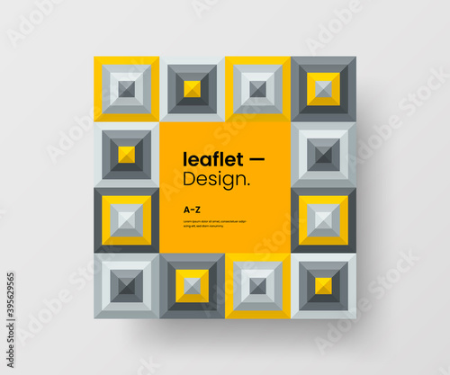 Modern abstract geometric illustration design layout. Quadrangle post card brochure template. Advertisement vector square banner mock up.
