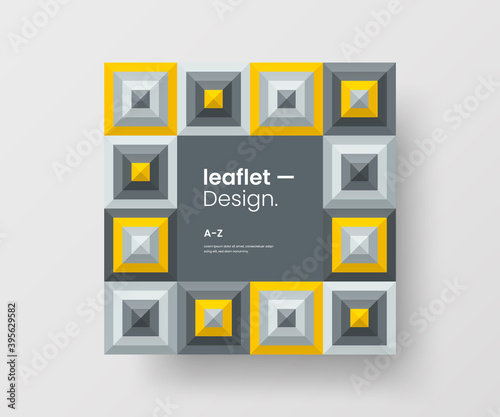 Modern abstract geometric illustration design layout. Quadrangle post card brochure template. Advertisement vector square banner mock up.
