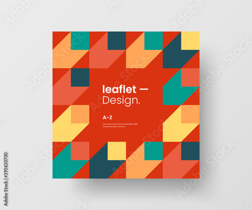 Modern abstract geometric illustration design layout. Quadrangle post card brochure template. Advertisement vector square banner mock up.
