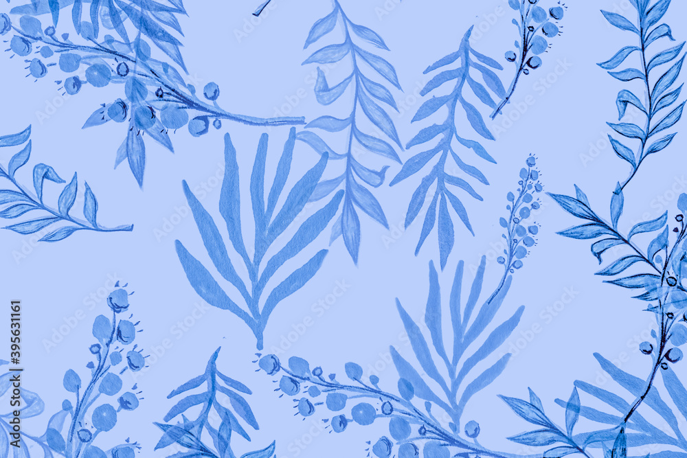 Fototapeta Tropical Leaf Pattern. Aqua Palm Leaf Drawing. Tropical Palm Leaves Patterns. Plant Pattern Wallpaper. Tropical Leaves. Africa Wallpapers. Vintage Hawaii Print.