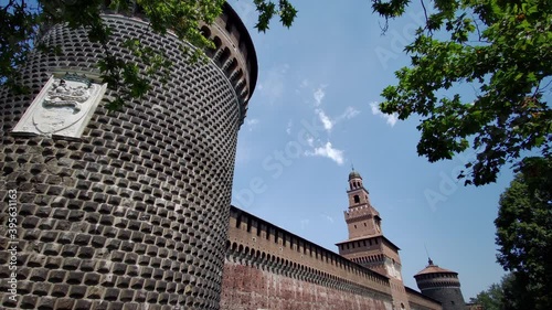 Milan, Italy. Side view of the main facade of Castello Sforzesco