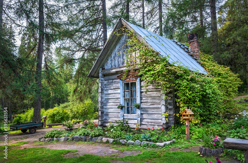 Wooden house in the Botanical Garden on the Solovetsky Islands