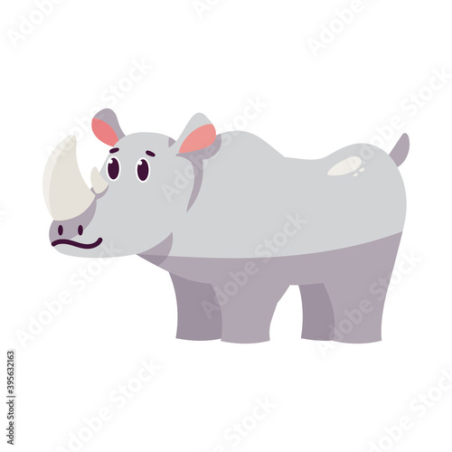 Isolated cartoon of a Rhino - Vector illustration © illustratiostock